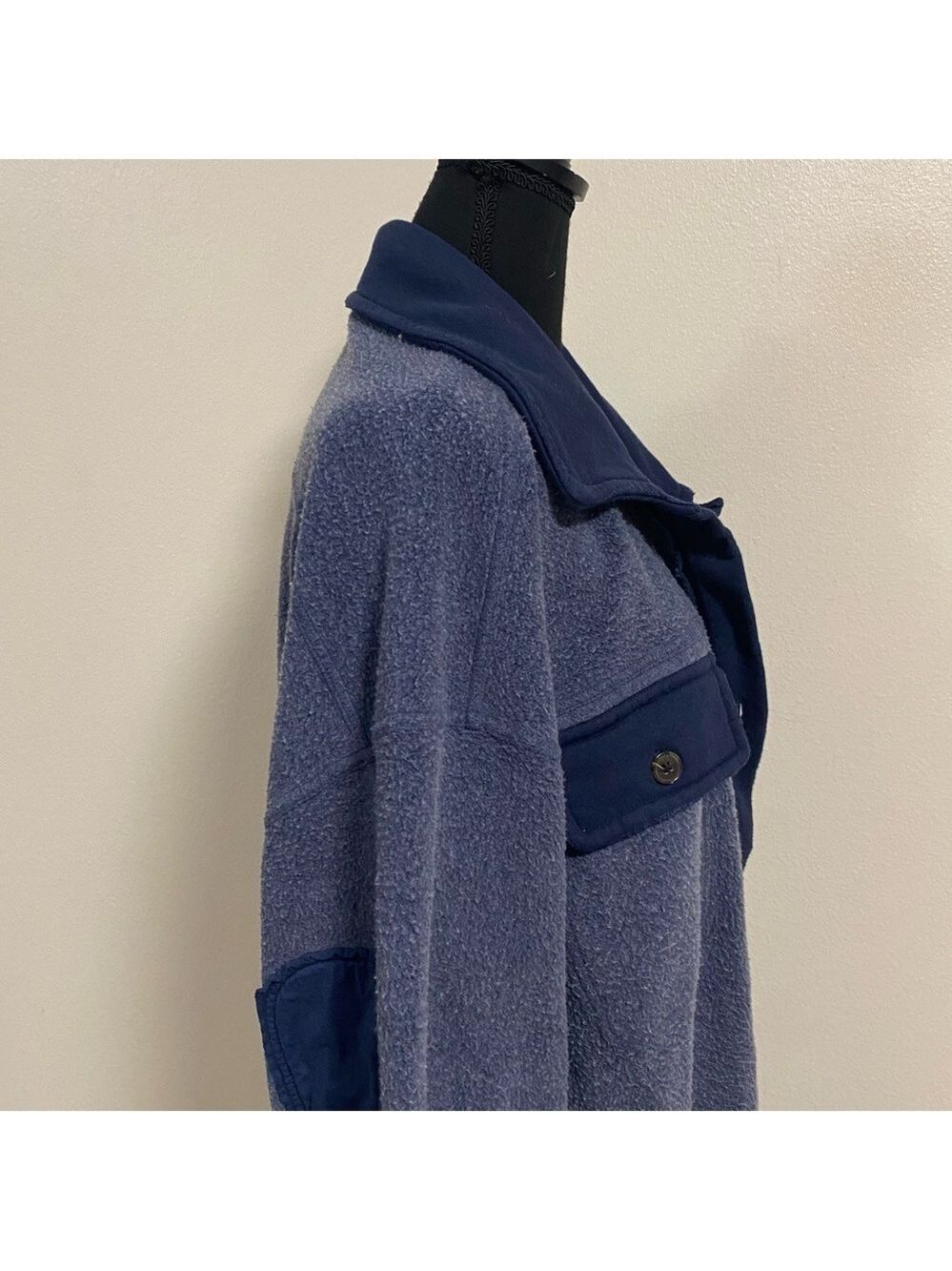 Free People Jacket Women's Size Large Oceania Blue Ruby Jacket oversized Shacket - Picture 6 of 17
